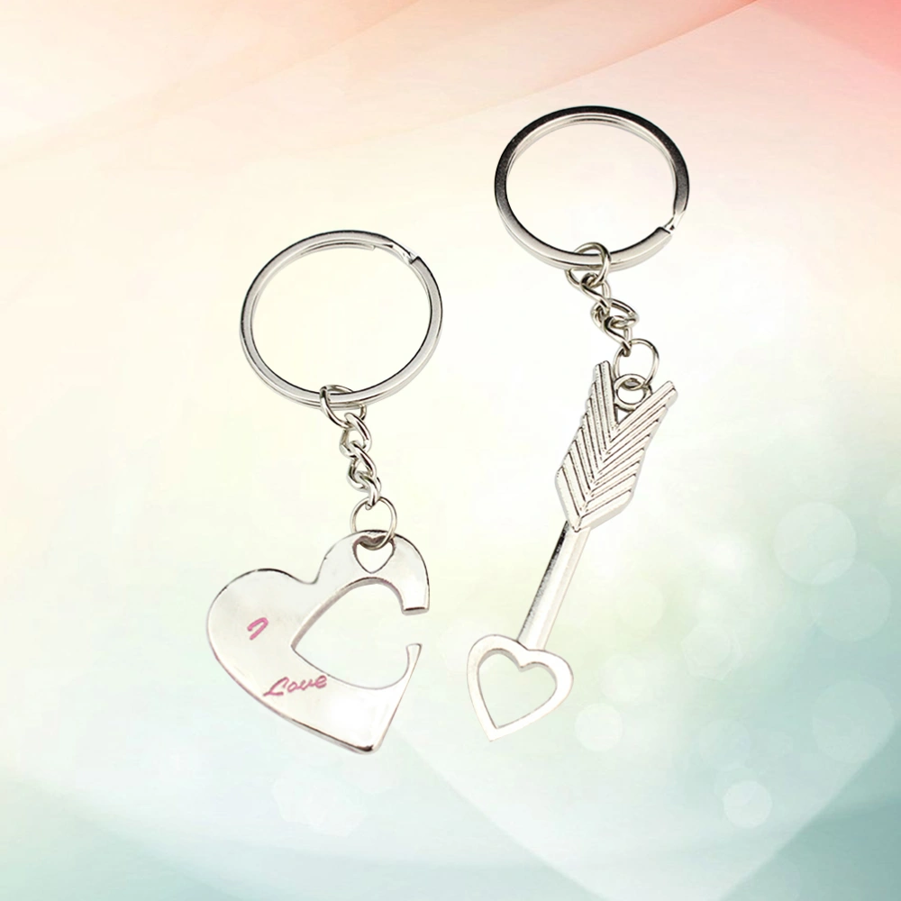 2pcs Love Heart Keyring Metal Keychain Cool Car Keyring Purse Bag Decoration Creative Gift Keyfob