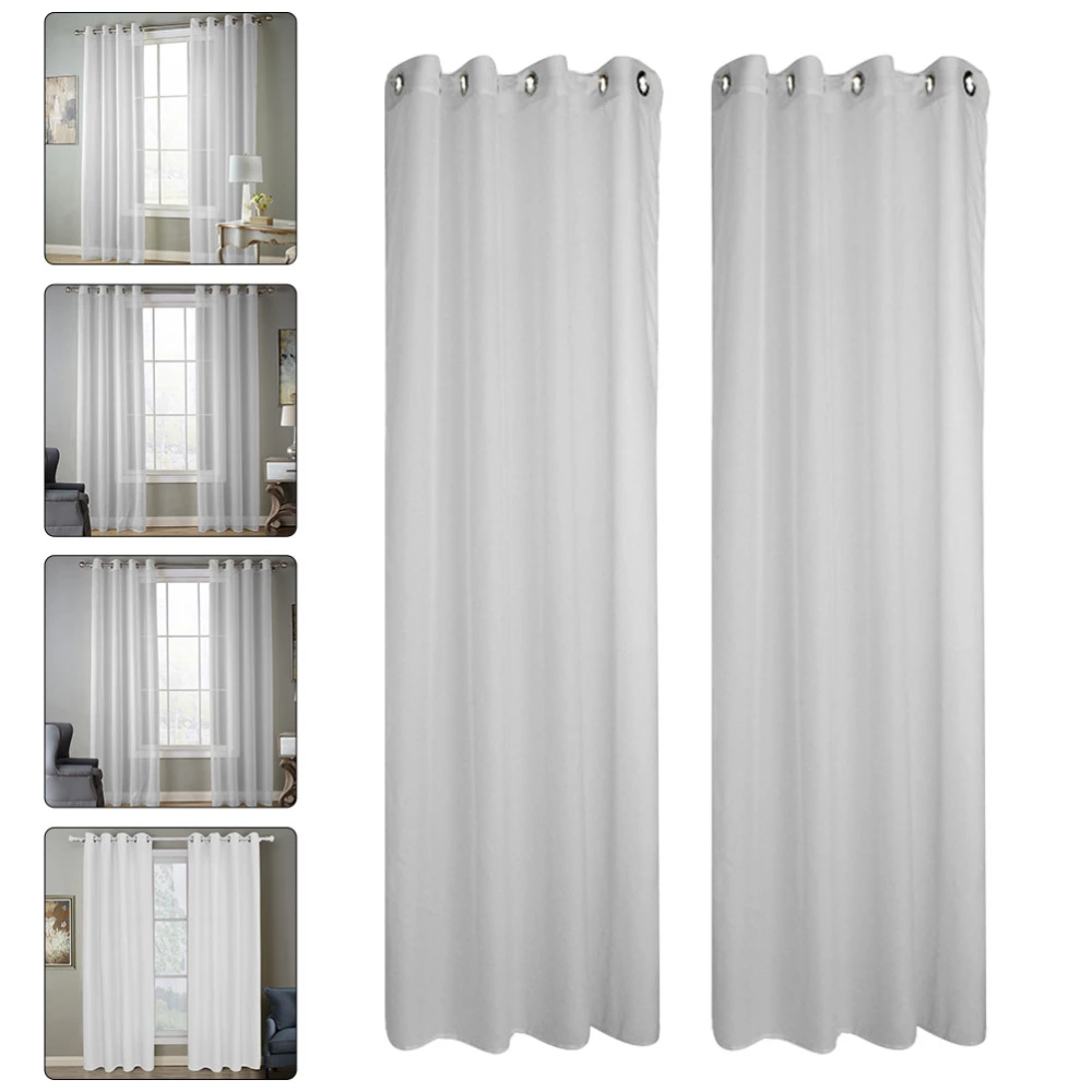 Window Sheer Voile Curtain Window Tulle Living Room Balcony Curtain (White)