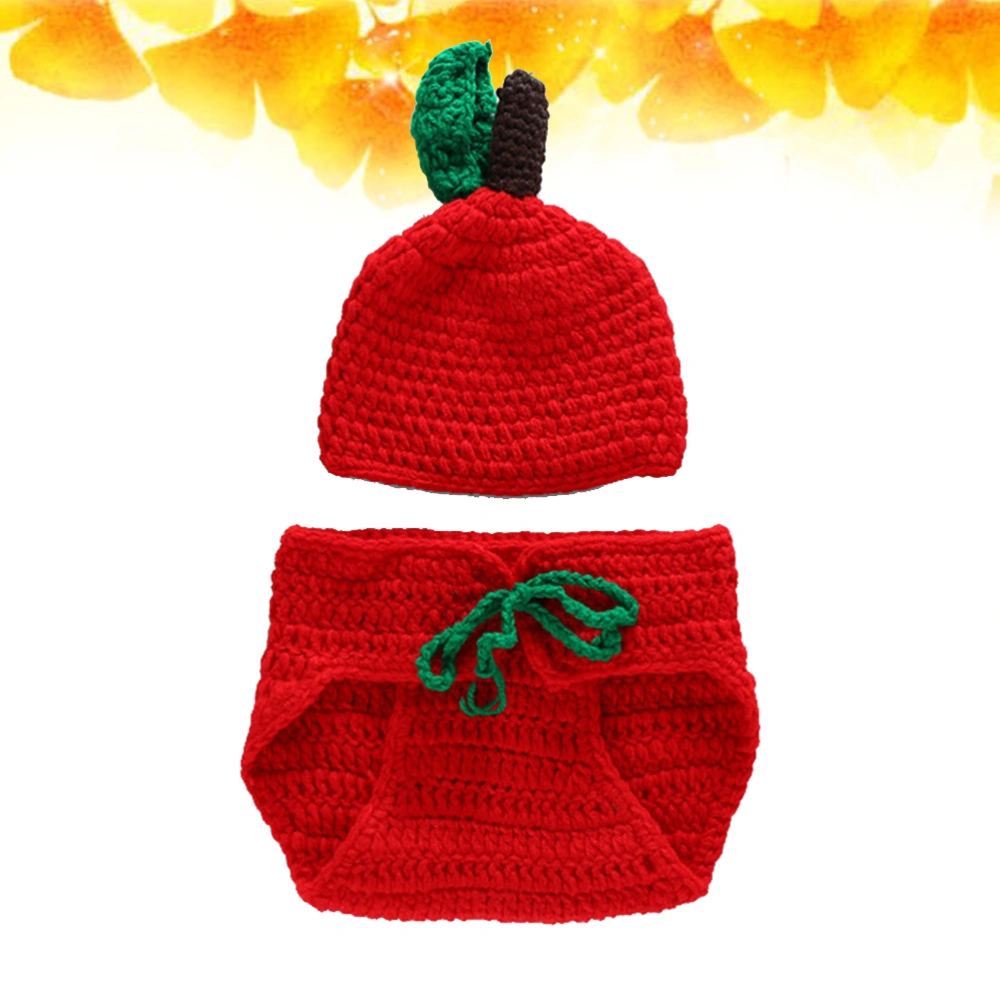 Toddler Knit Clothes Fruit Design Crochet Costume Photo Photography Props(Red)