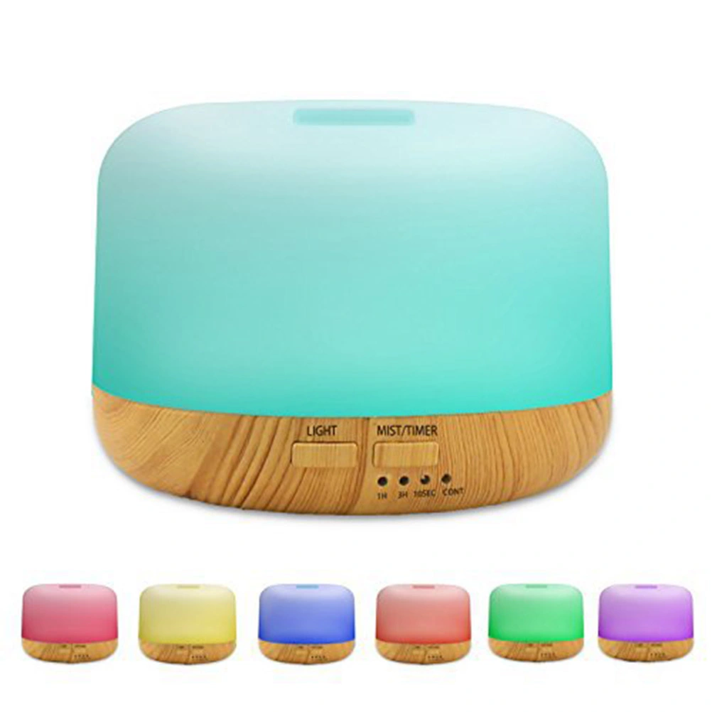 300ML 7 Colors LED Light Wood Grain Oil Diffuser Mist Maker Aromatherapy Aroma Diffuser Ultrasonic Humidifier Air Purifier For Home Bedroom Office (US Plug)