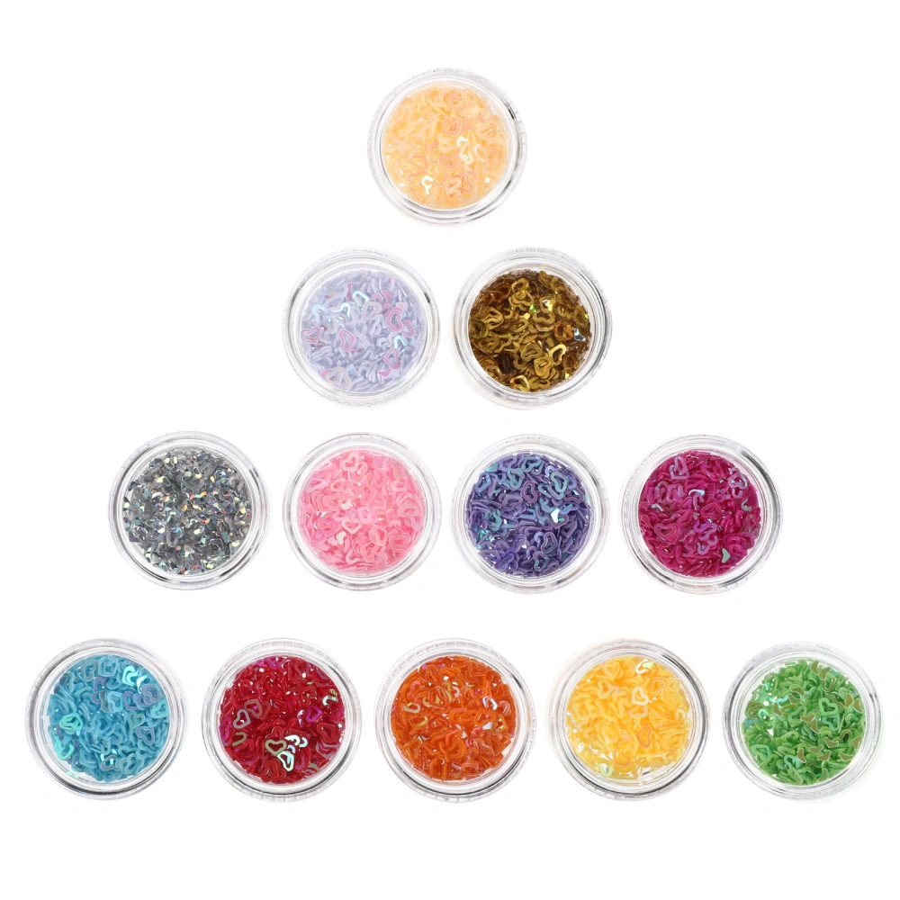 24 Boxes Nail Glitter Nail Art Flakes Heart Shaped Confetti Festival Glitter