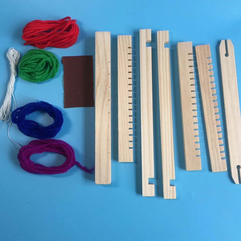 Wooden Knitter Toys Children DIY Handmade Woolen Yarn Weaving Machine Educational Knitter for Girl Boy (Khaki)