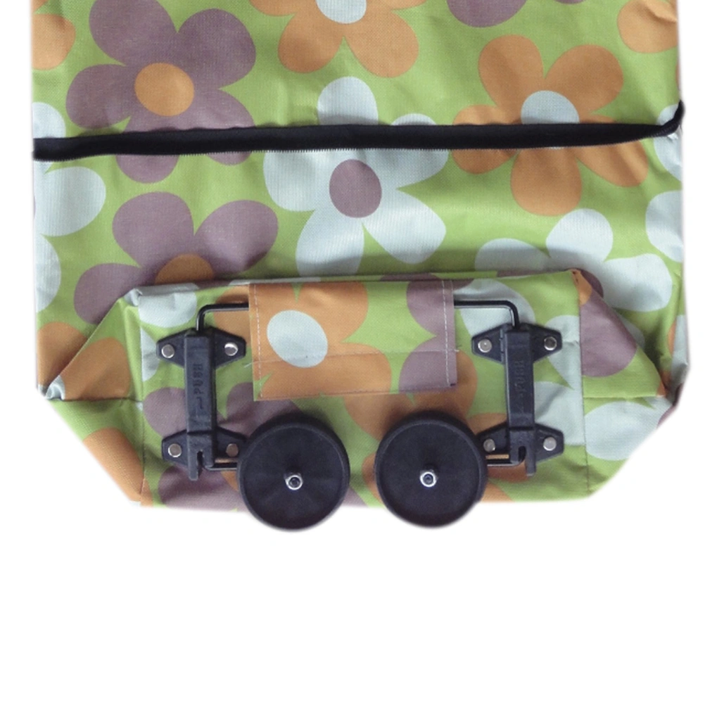 Collapsible Folding Shopping Bag with Wheels Shopping Trolley Trolley Bags Foldable Shopping Cart Wheeled Shopping Bag Travel Bag (Orange Polka Dot)