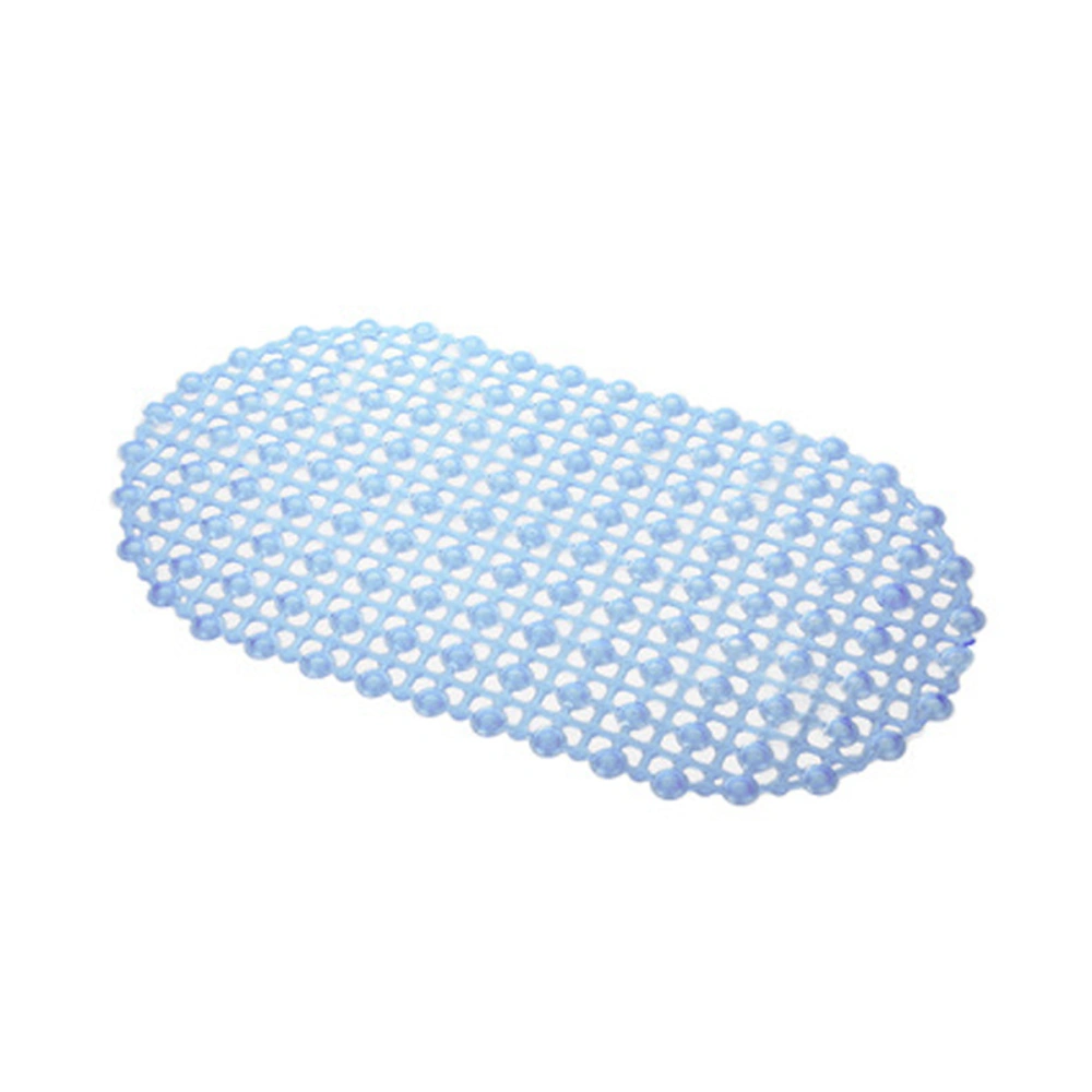 PVC Water Proof Drops Oval Anti-slip Bathroom Shower Mat Foot Massage Safety Strong Suction Floor Rug Carpet Bath Mat Pad 37 x 67cm (Blue)