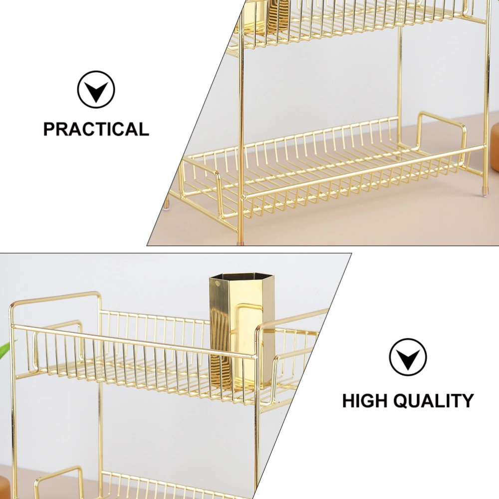 1Pc Cosmetics Iron Storage Rack Multifunction Kitchen Sundries Rack (Golden)