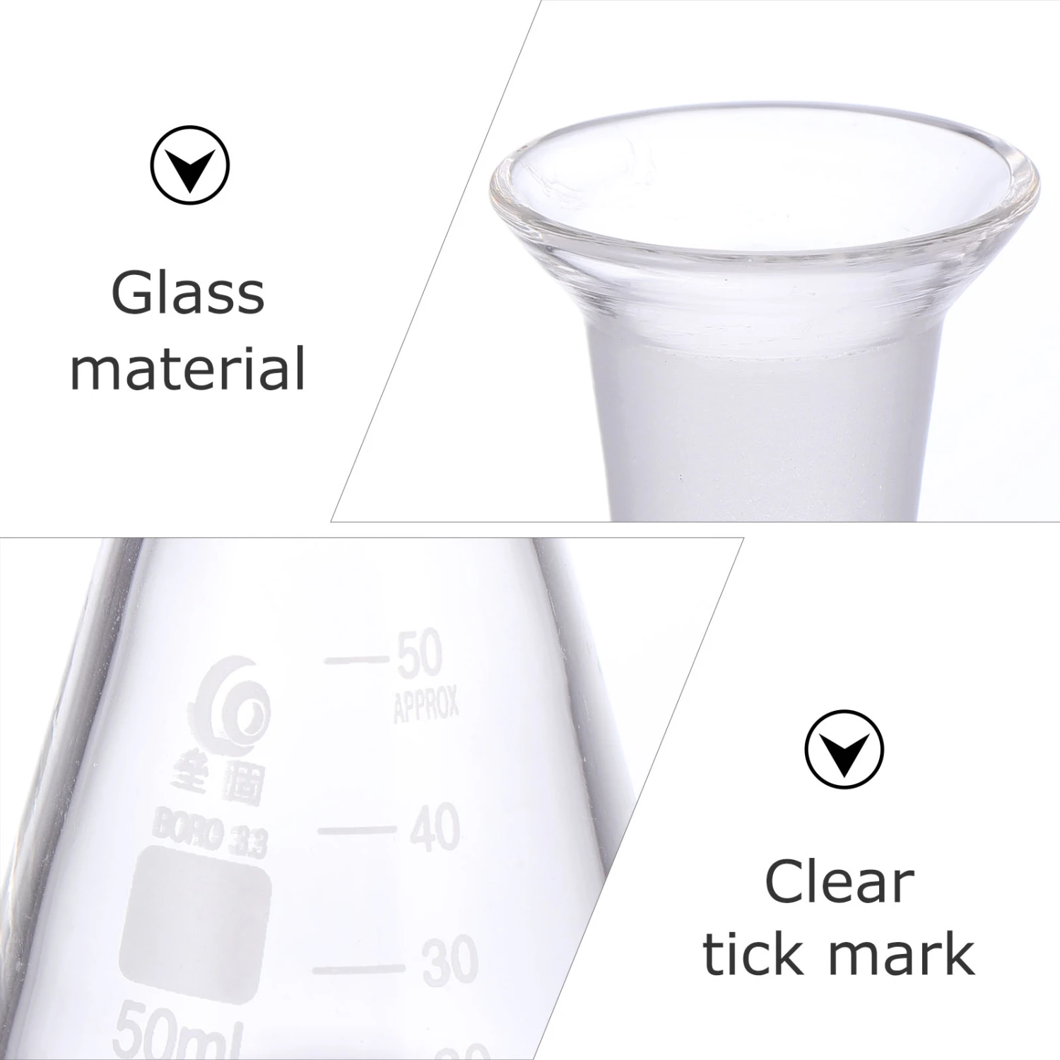 1pc Professional Glass Flask Conical Flask School Supply Experiment Accessory