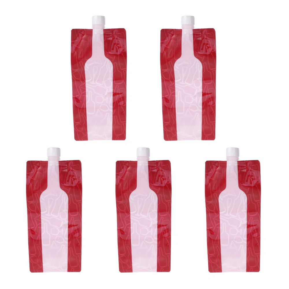 5pcs Foldable Wine Bag 750 ml Portable Reusable Plastic Wine Bottle Pouch