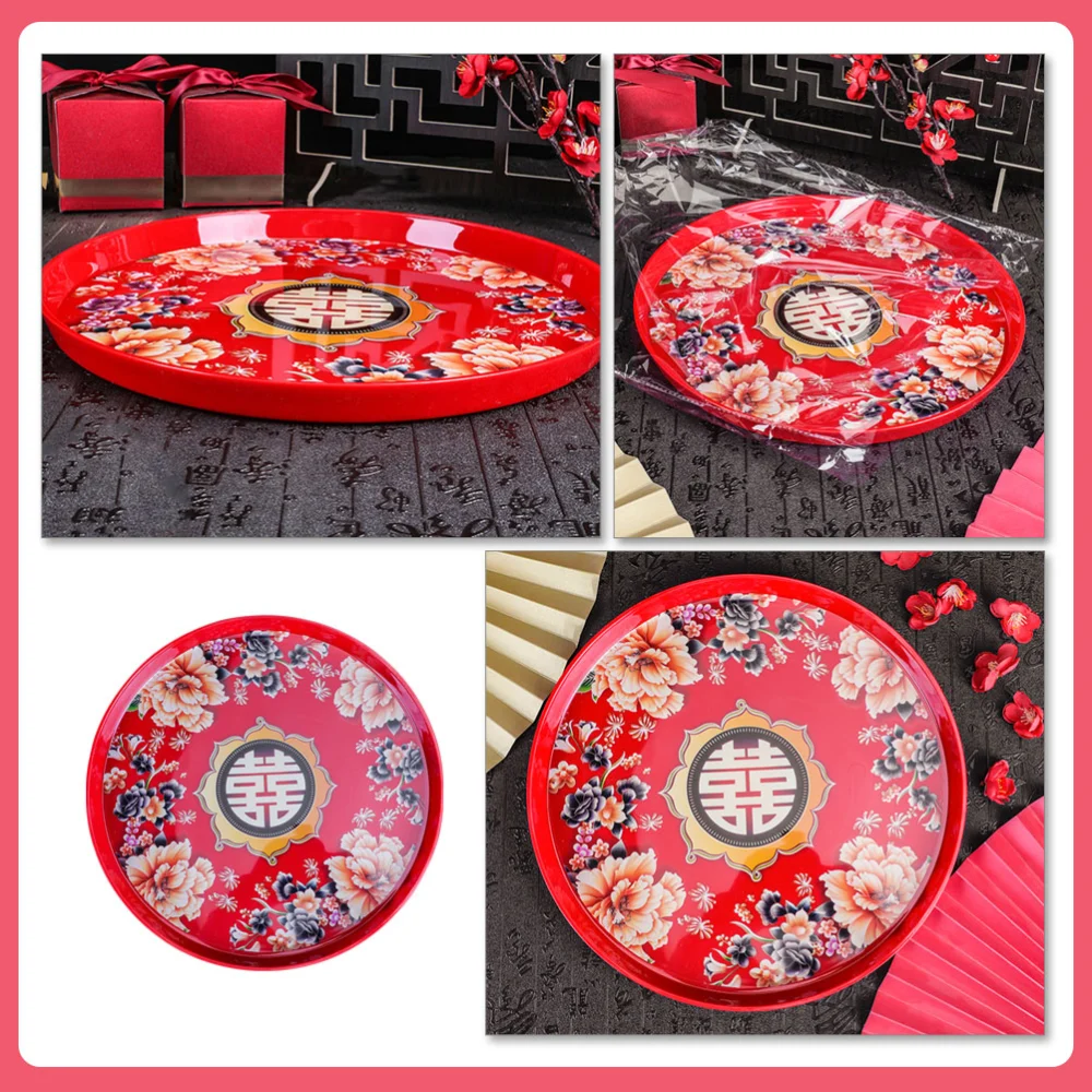 Chinese Style Wedding Candy Plates Tea Tray Dried Snack Plates Storage Tray