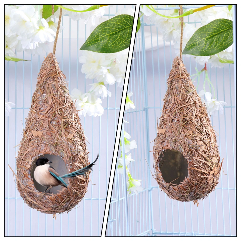 3 Pcs Straw Woven Bird House Garden Hanging Bird Nest Outdoor Grass Bird Hut