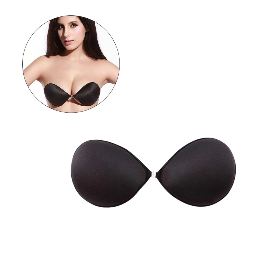 Push Up Backless Silicone Bra Self Adhesive Invisible Bra Strapless for Women - Cup B(Black)