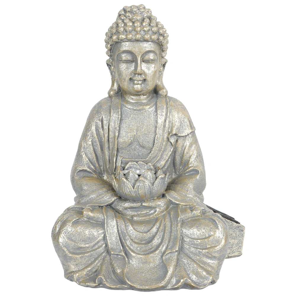 1pc Solar Powered Buddha Ornament Flickering Outdoor Decoration Garden Light