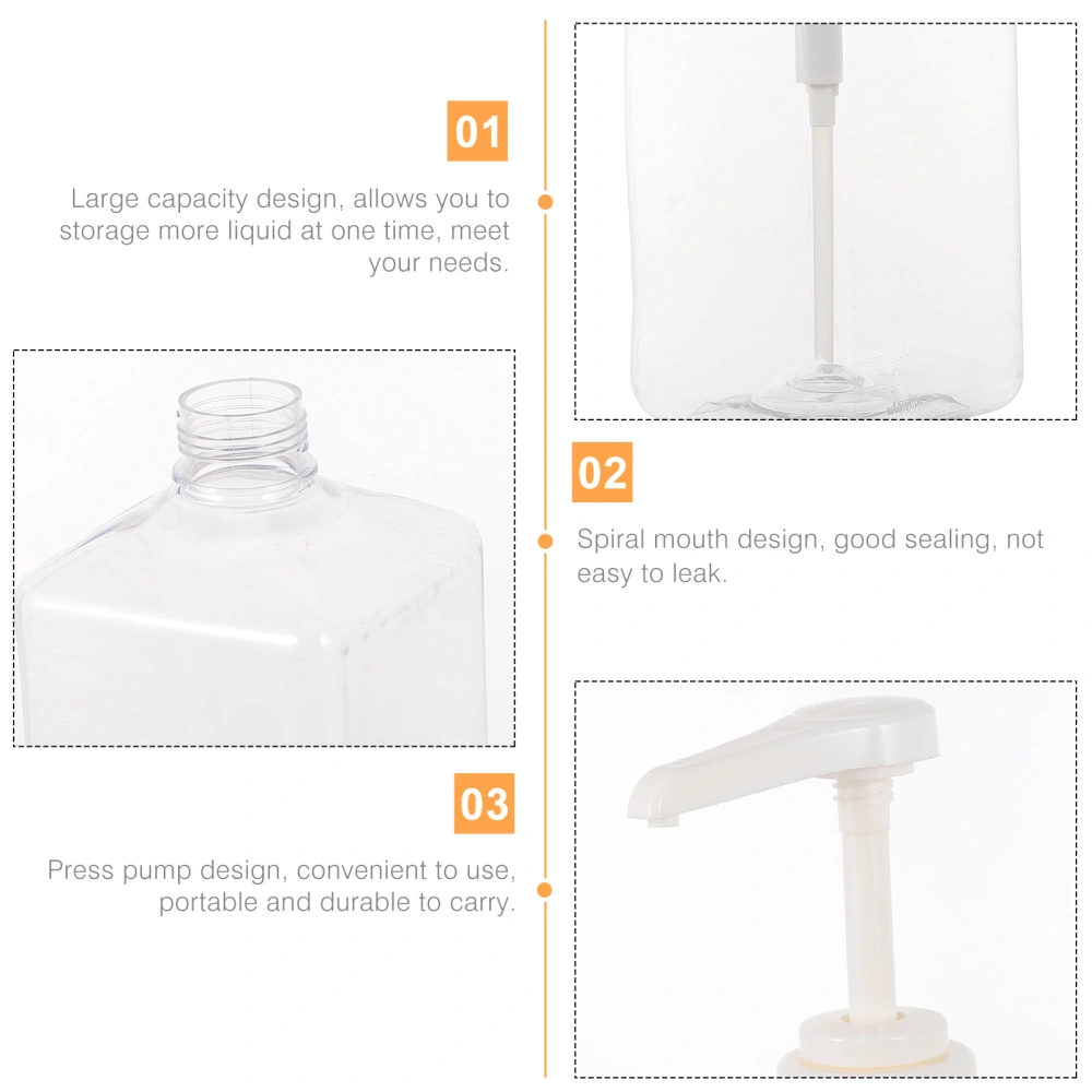 Empty Bottle Sugar Syrup 1600ml Pump Bottle Liquid Dispenser Storage Bottle