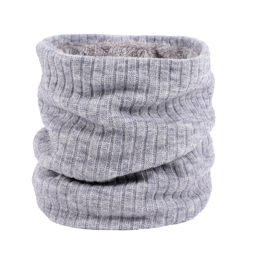 Scarf Winter Scarves Double-Layer Fleece Lined Knit Neck Warmer Circle Scarf Windproof (Light Grey)