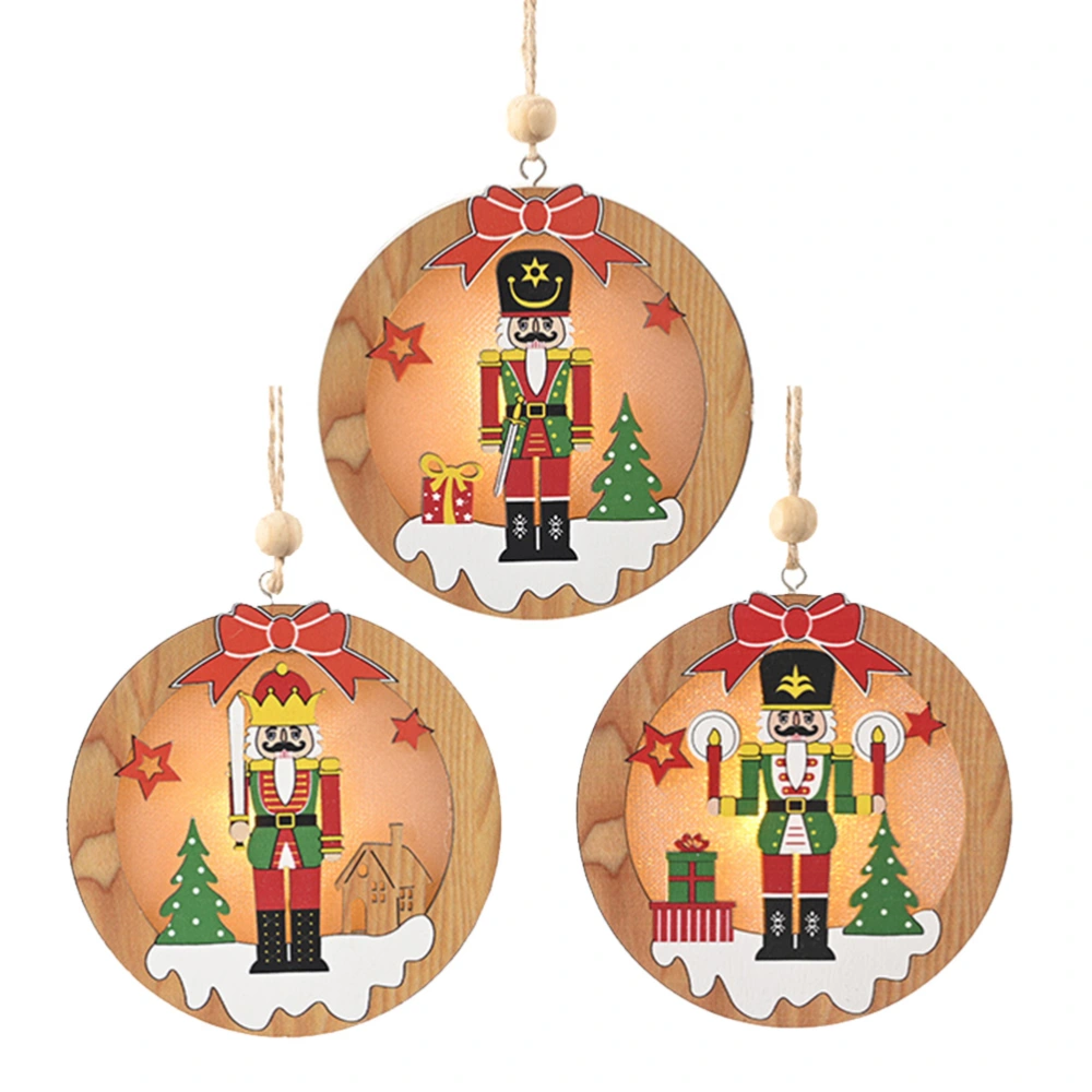 3pcs Christmas Wooden Pendant Nutcracker Soldier Door Hanging Tree Decoration