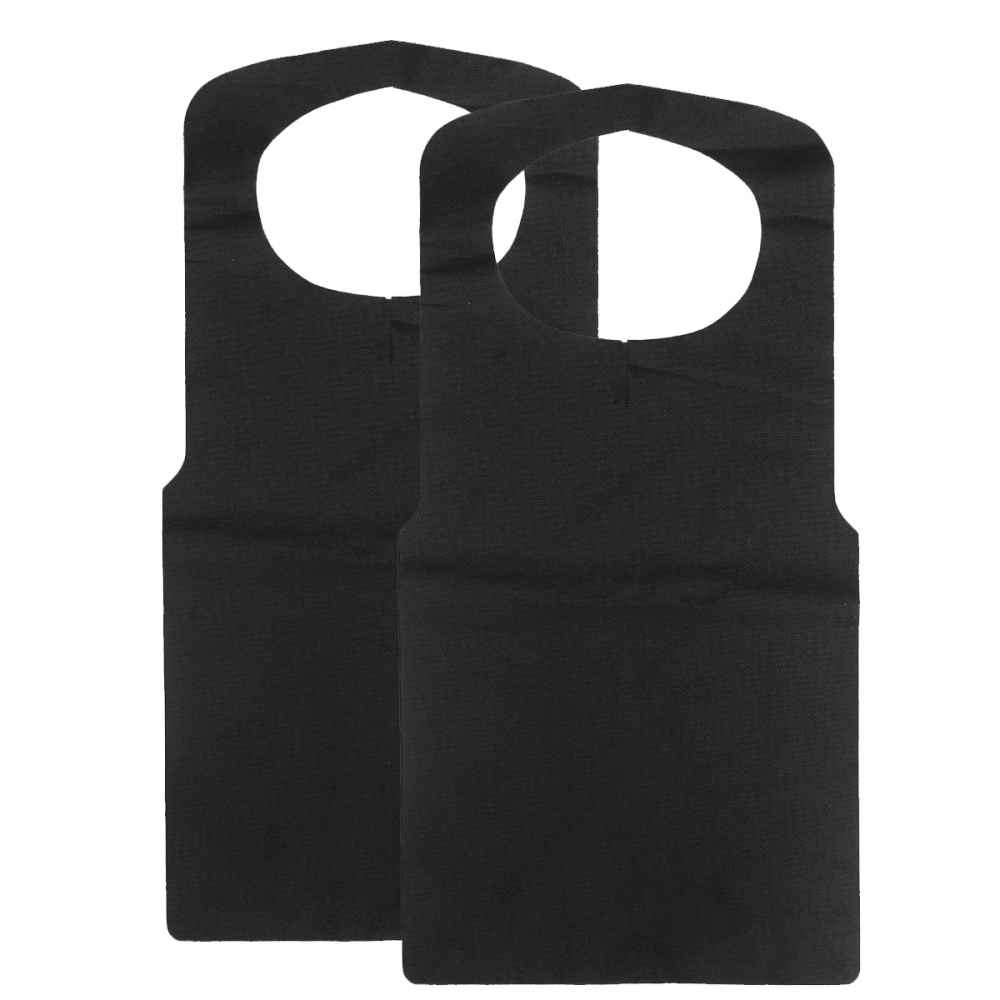 100PC Non-woven Fabric One Time Apron Printed Cleaning Oilproof and Dirt Proof Hanging Neck Scarf Waist Rice Pocket Apron Kitchen Cooking Pinafore (Black)