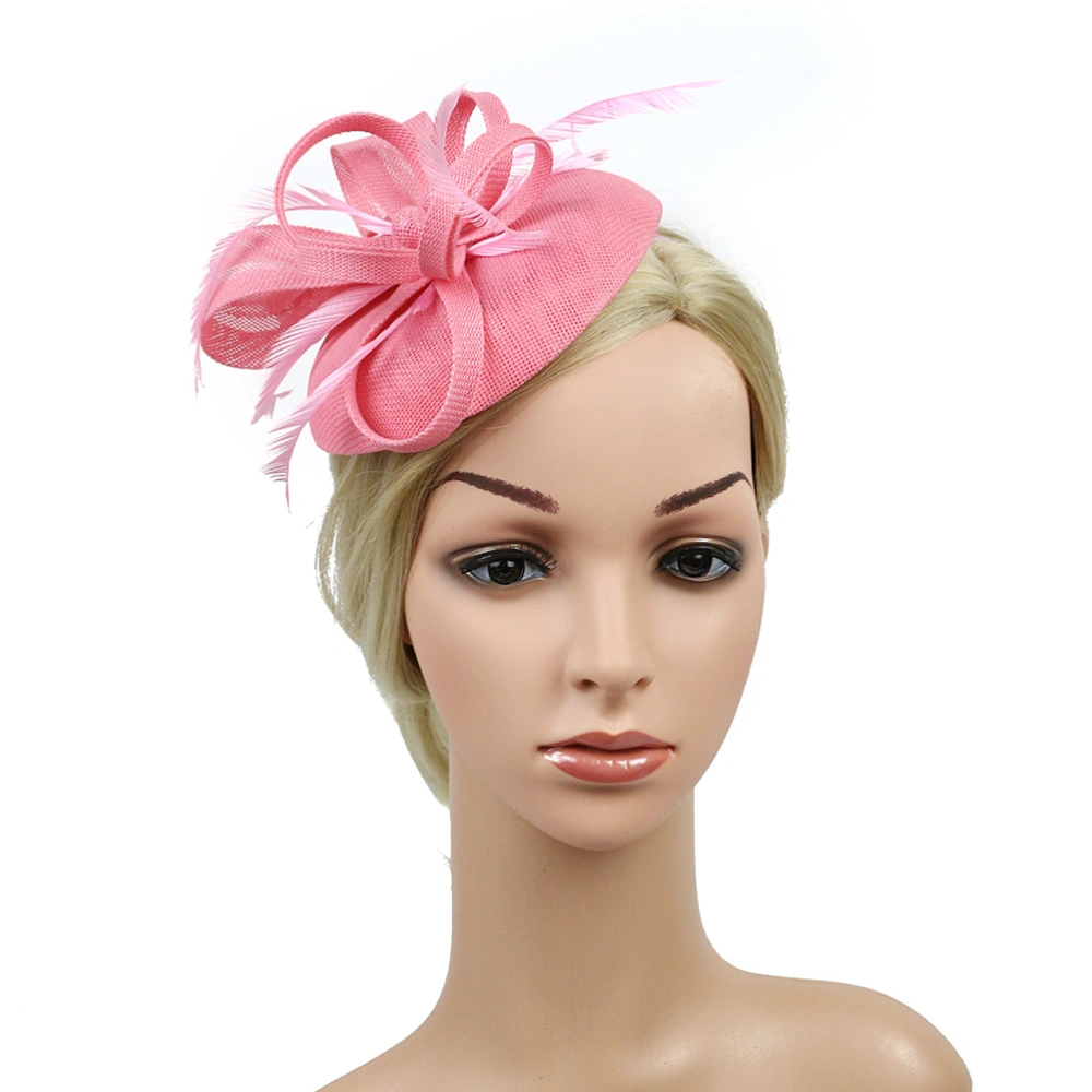 Imitation Linen Hat Headdress Bridal Vintage Hair Accessaries Photo Props (Pink)