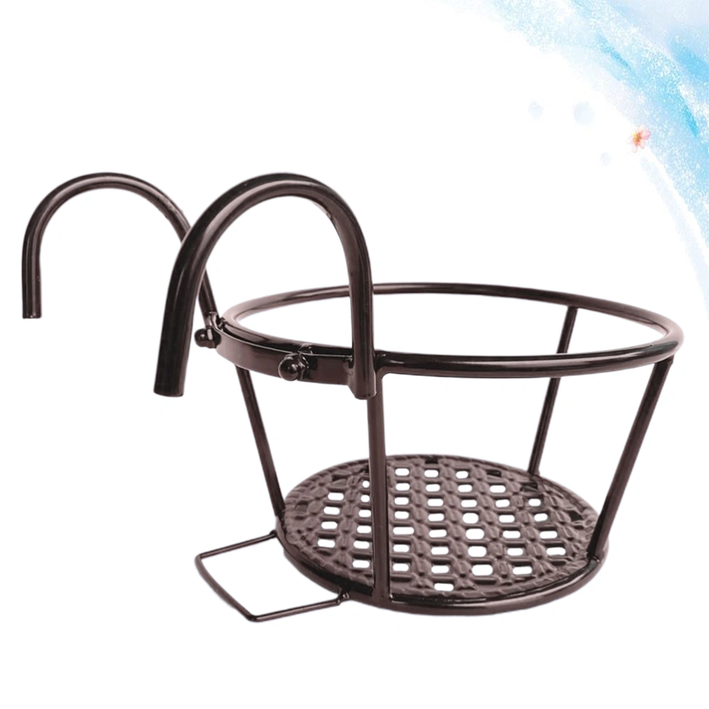 1Pc Detachable Flowerpot Pot Wrought Iron Hanging Fence Flower Stand Holder Planter Supporting Shelf for Home Garden Balcony (Bronze)