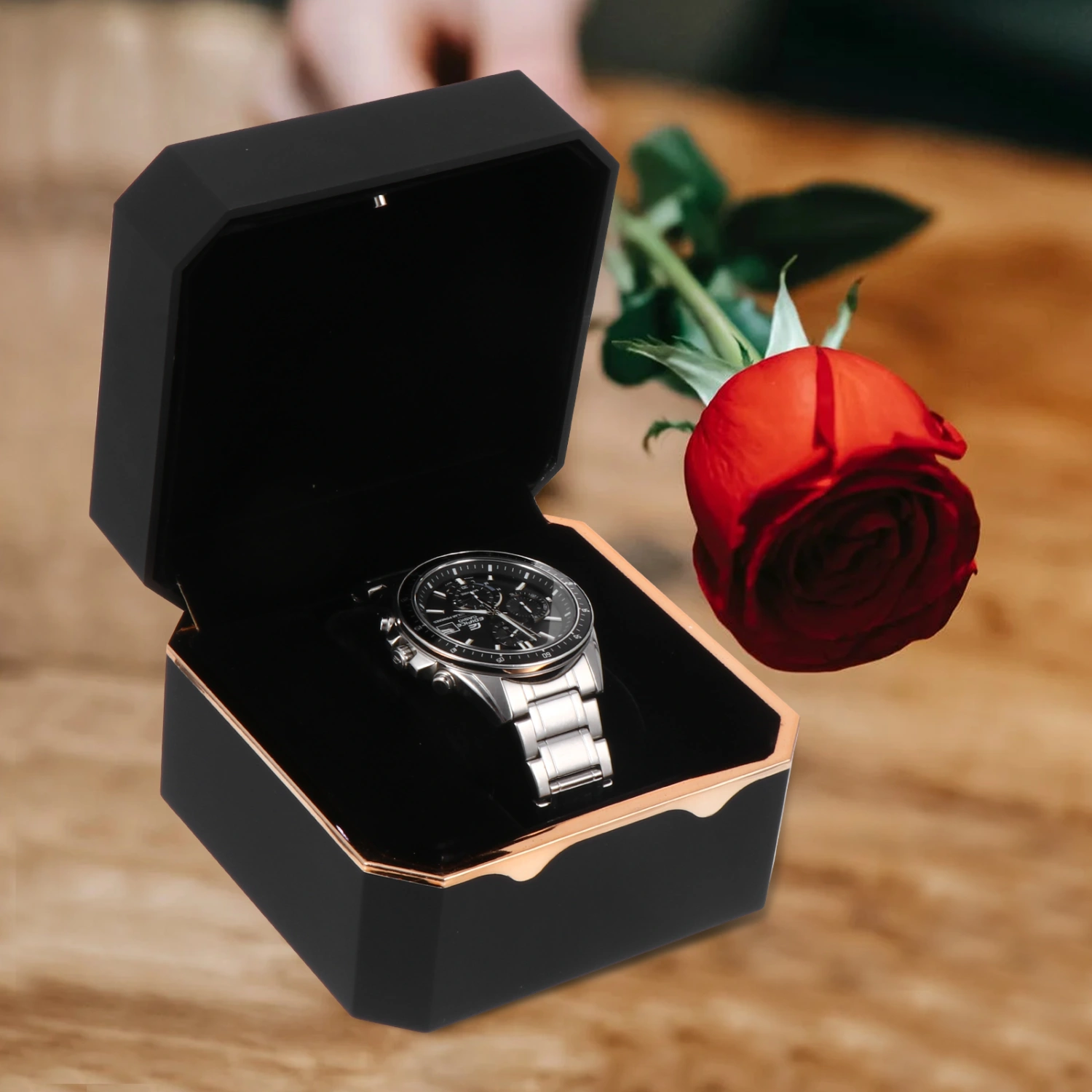 Octagonal Gold-rimmed Watch Box Paint Watch Storage Box Stylish Watch Box