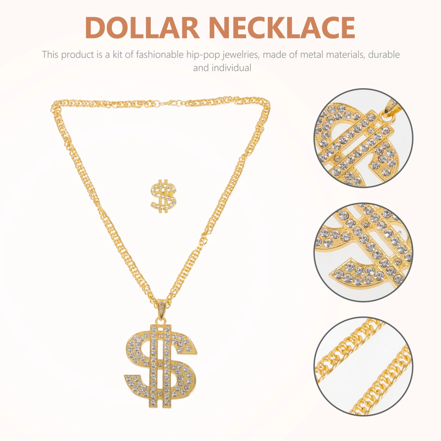 2Pcs Men Finger Decoration Fashion Dollar Sign Ring Hip-hop Rings Men Hip Hop Jewelry