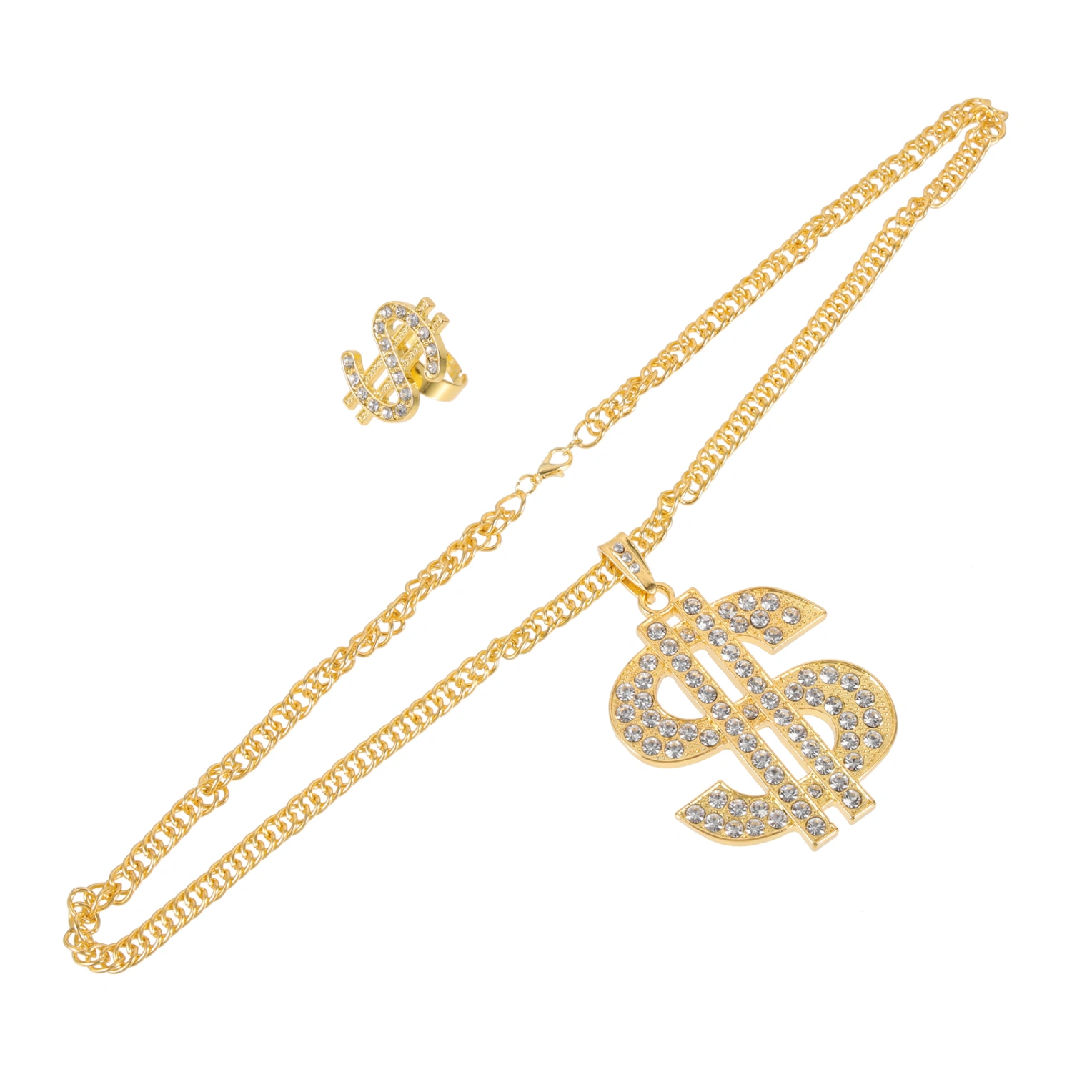 2Pcs Men Finger Decoration Fashion Dollar Sign Ring Hip-hop Rings Men Hip Hop Jewelry