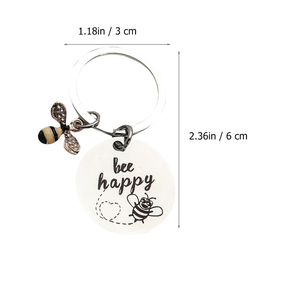 2Pcs Decorative Keychain Bee Shape Keyrings Outdoor Key Pendant Adornment Silver