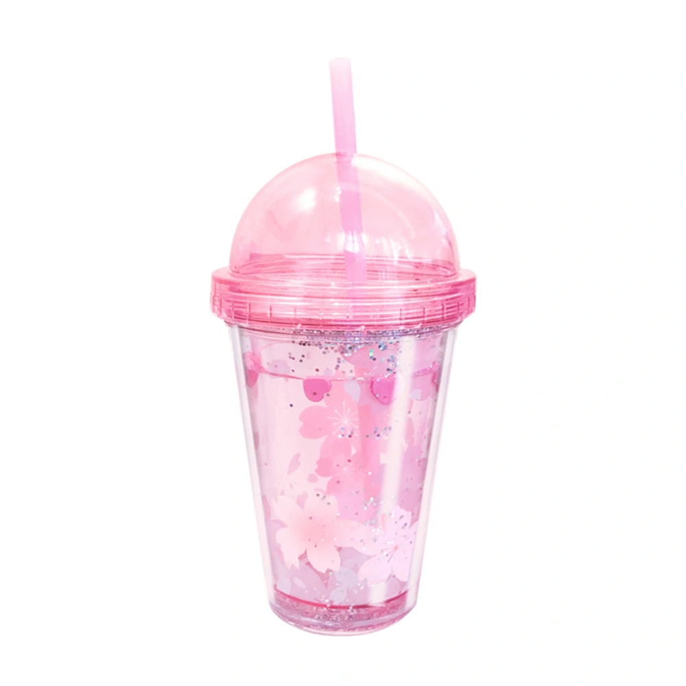 1pc Creative Straw Cup Premium Plastic Water Cup Portable Lightweight Water Bottle for Home Office Travel (320ml)