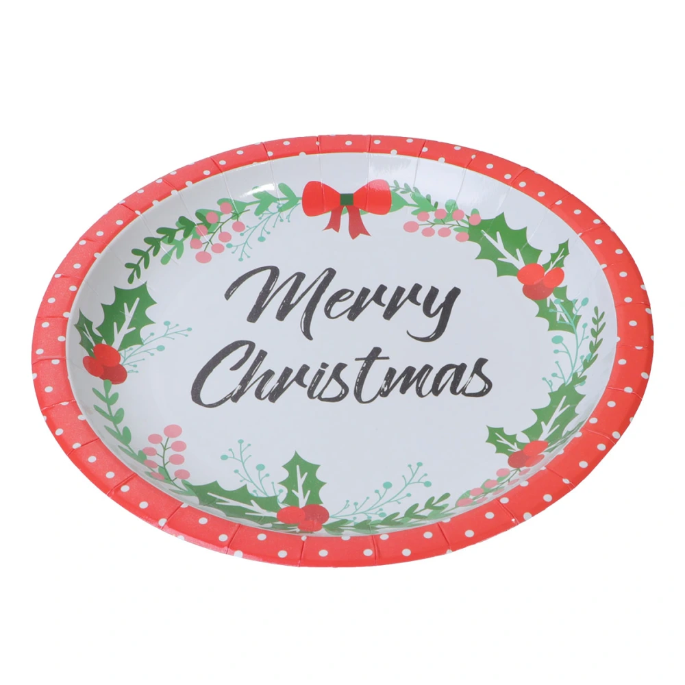 16pcs Merry Christmas Dinner Plates Disposable Plates Paper Tableware Party Supplies for Birthday Carnival Festival