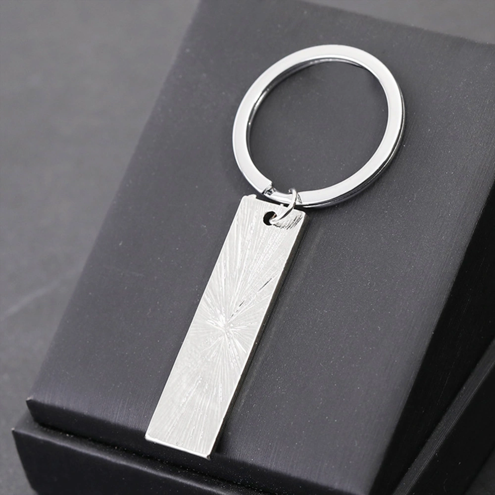 Couple Keychain Fine Polished Stainless Steel Key Ring Tag Pendant Key Holder (Silver)