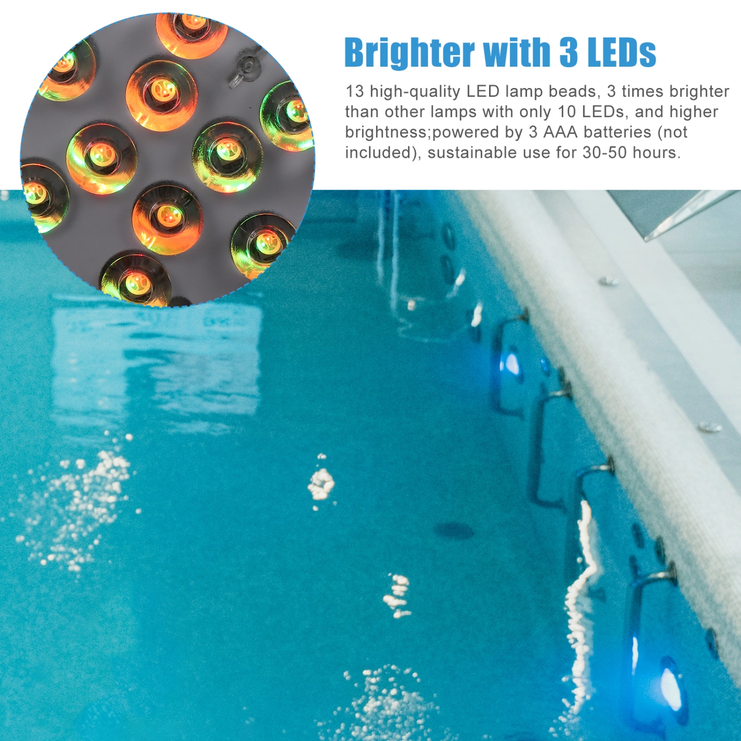 1 Set LED Lights Waterproof LED Lamp with Magnets Suction Cup for Pool (Transparent)