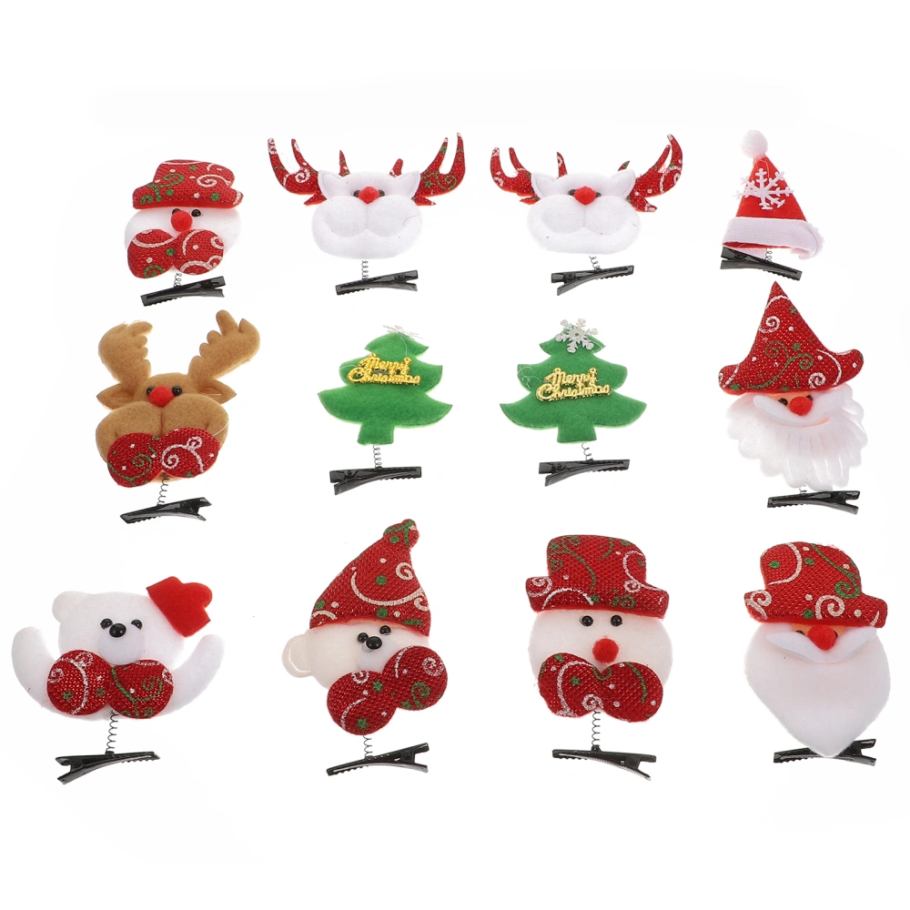 12pcs Christmas Hairpins Kids Decorative Hair Wears Party Props (Mixed Style)