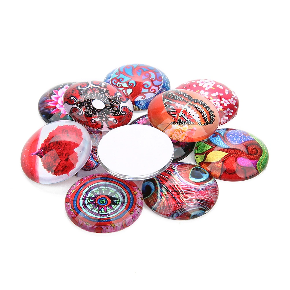 1 Bag 20pcs DIY Jewelry Supplies Gems Glass Sticker Round Patches for Pendant Jewelry Making (Mixed Color 18mm)