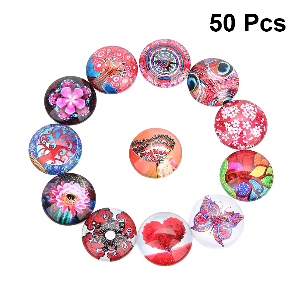 1 Bag 20pcs DIY Jewelry Supplies Gems Glass Sticker Round Patches for Pendant Jewelry Making (Mixed Color 18mm)