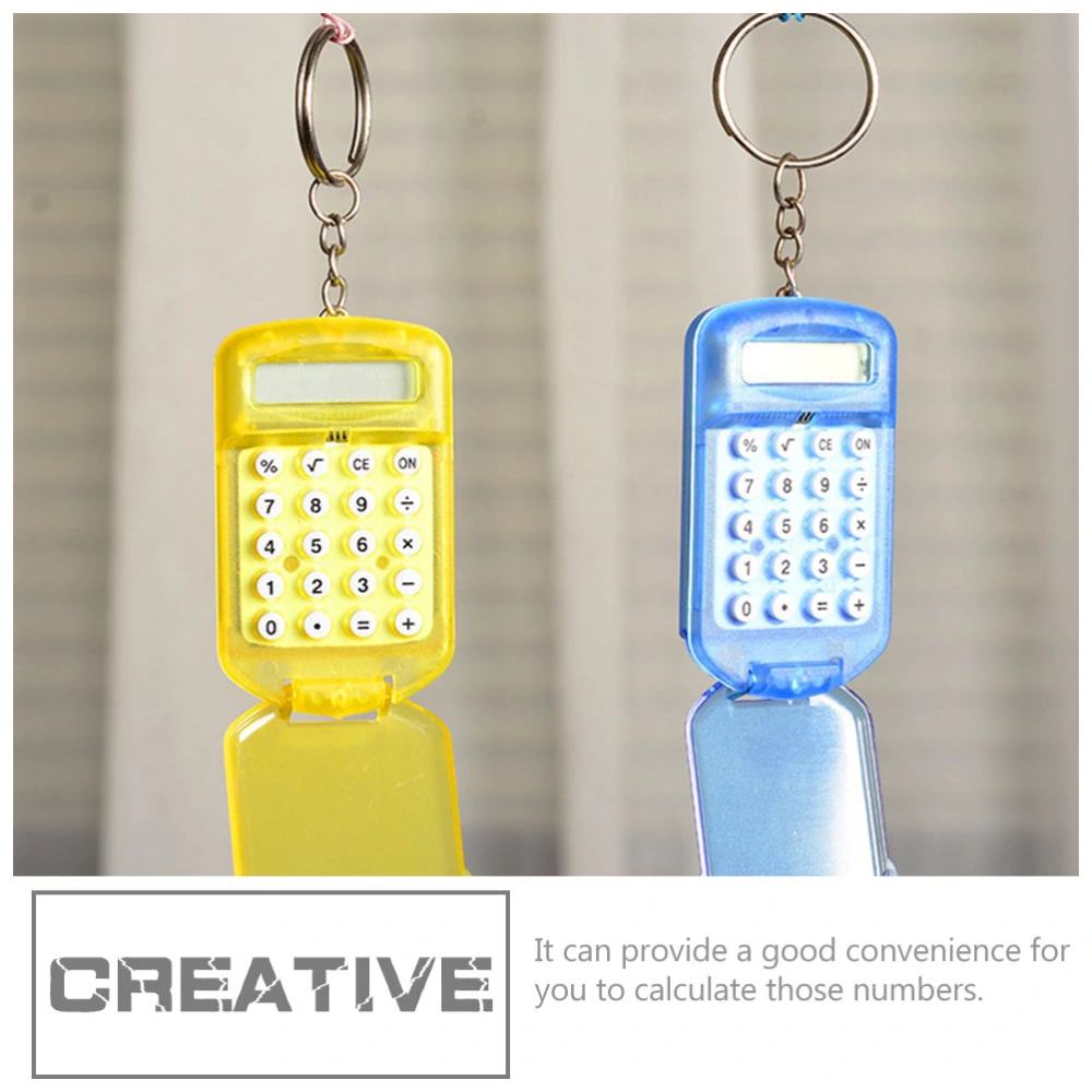 4Pcs Calculator Keychain Flip-open Calculator Pocket Counters (Random Color)