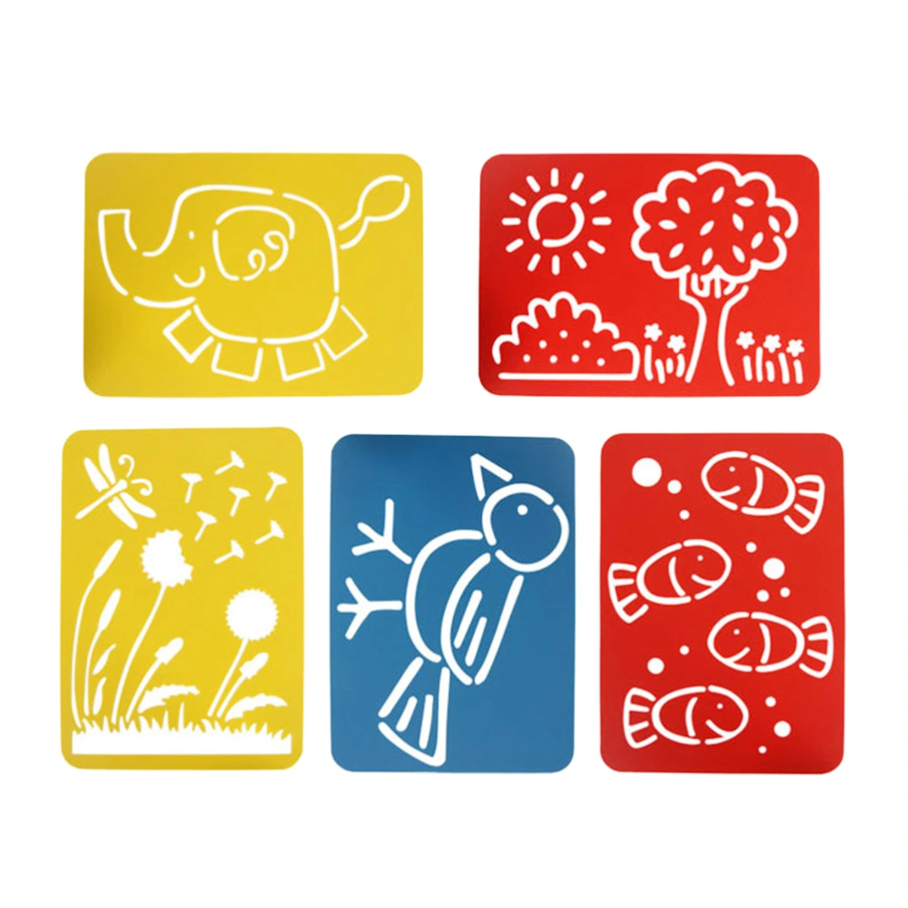 5pcs Cartoon Animal Plant DIY Painting Templates Hollow Painting Stencils Graphics for Kids DIY Crafts Scrapbooking(Random Color)