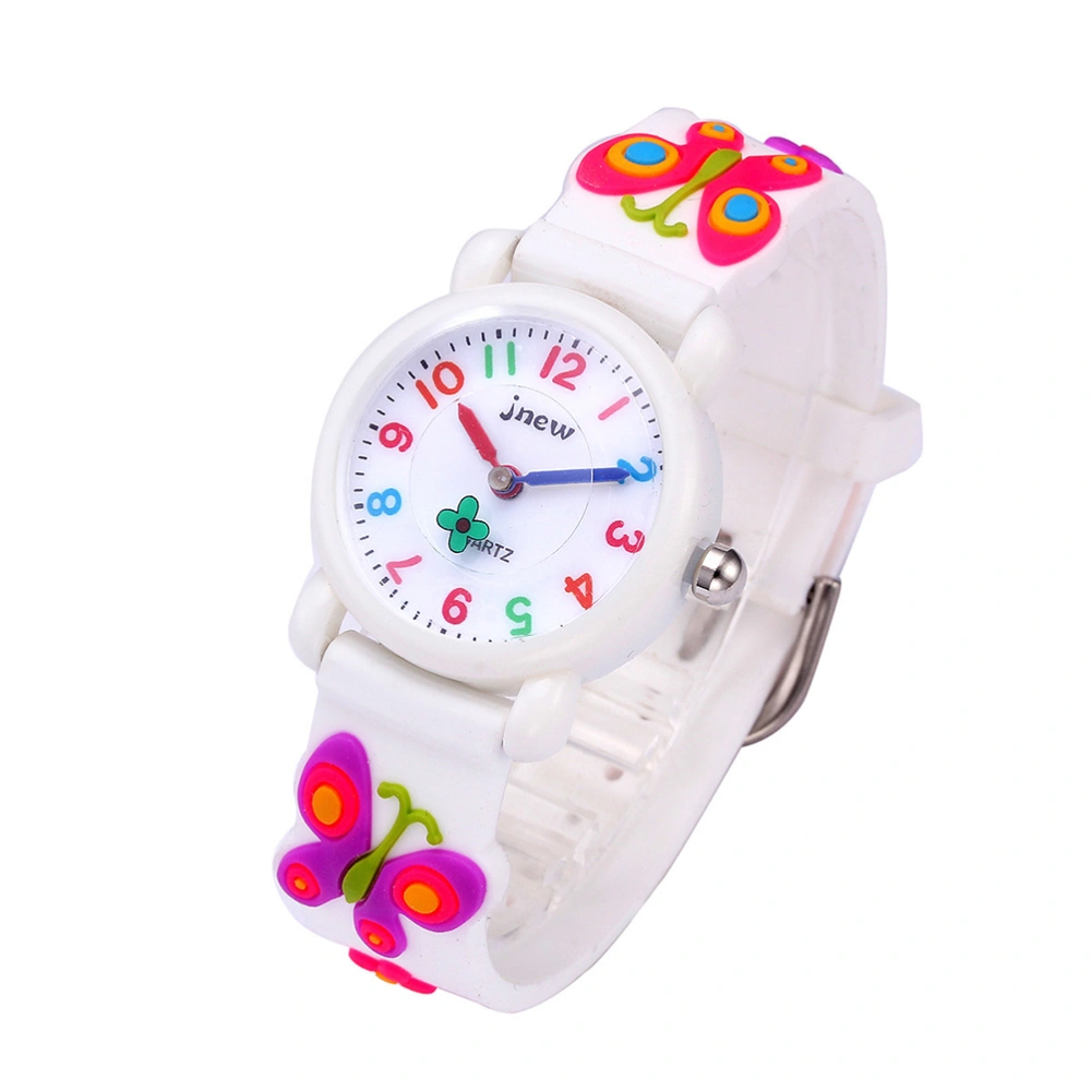 Lovely Pattern Children Watch Creative Quartz Watch Fashion Kids Watch Birthday Gift for Students Toddlers(White)