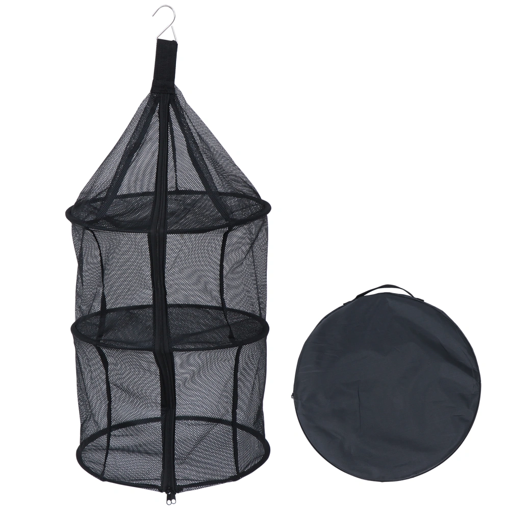 Folding Sun-drying Net Multifunction Drying Net Three Layer Storage Bag (Black)