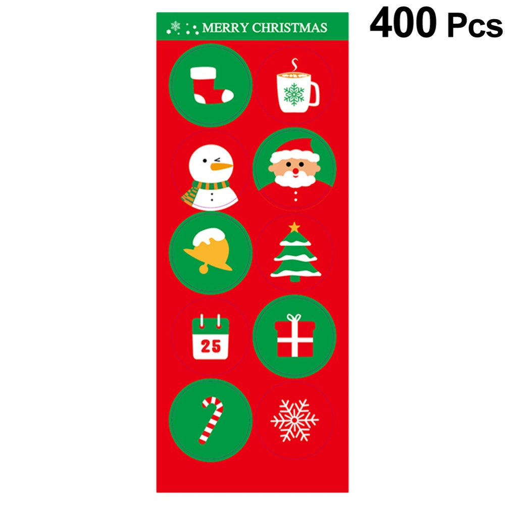 400PCS Christmas Gift Box Packaging Sealing Sticker Adhesive Round  Decals Decoration for Cookies Bag Wine Bottle