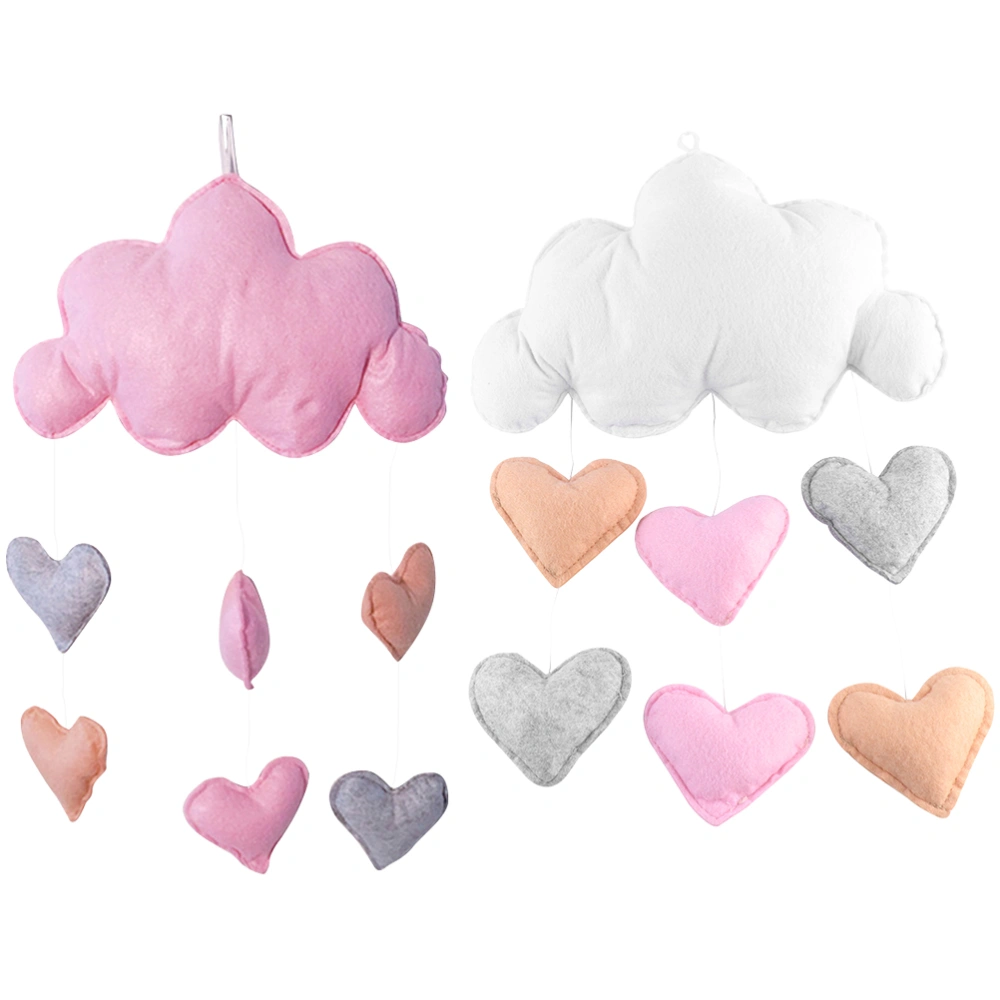 2Pcs Cloud Raindrop Hanging Decor Baby Room Decor Kids Room Hanging Pendant Party Decor (White Heart + Pink Heart)