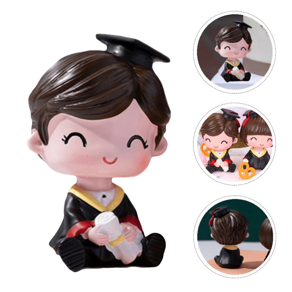 1Pc Graduation Adorable Cake Decor Car Swing Ornament Auto Resin Decor (Boy)