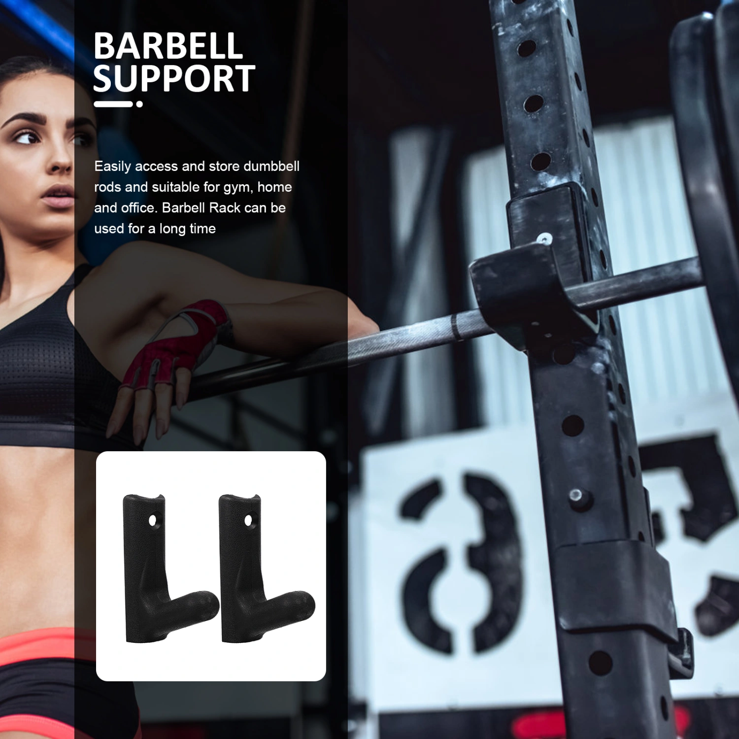 2Pcs Wall Mounted Barbell Rack Barbell Storage Rack Weight Bar Holder Fitness Equipment Rack