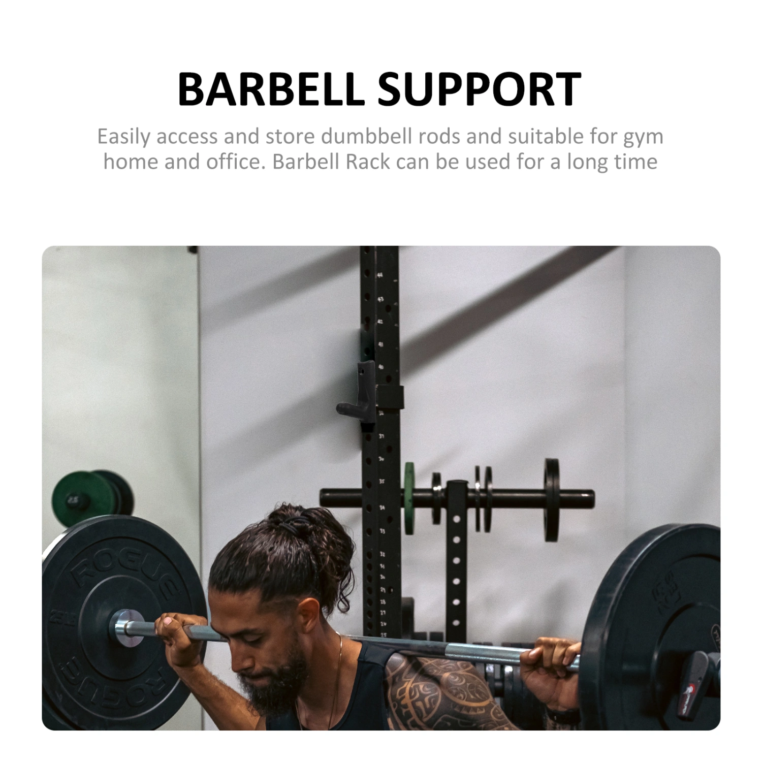 2Pcs Wall Mounted Barbell Rack Barbell Storage Rack Weight Bar Holder Fitness Equipment Rack