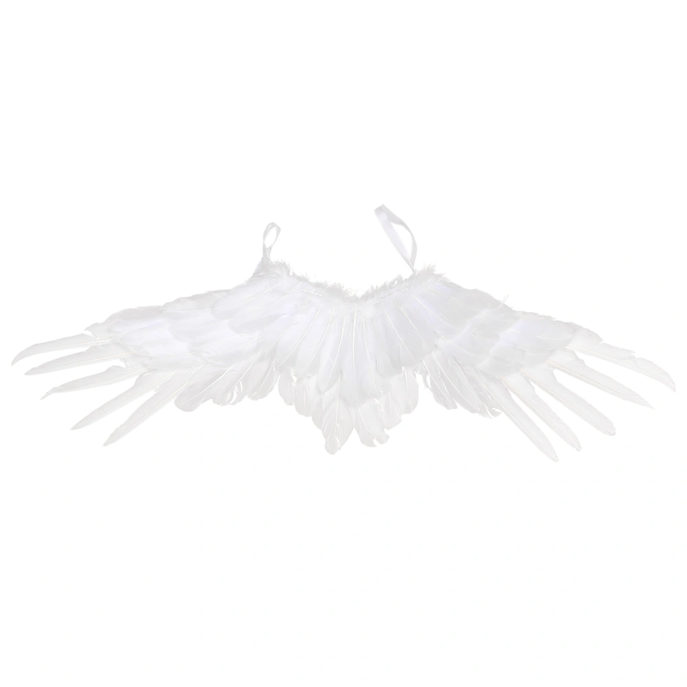 1 PC White Feather Wing Fairy Performance Props Romantic Feather Angel Wing for Kids Adults Halloween Wedding Birthday Party(White Size S)