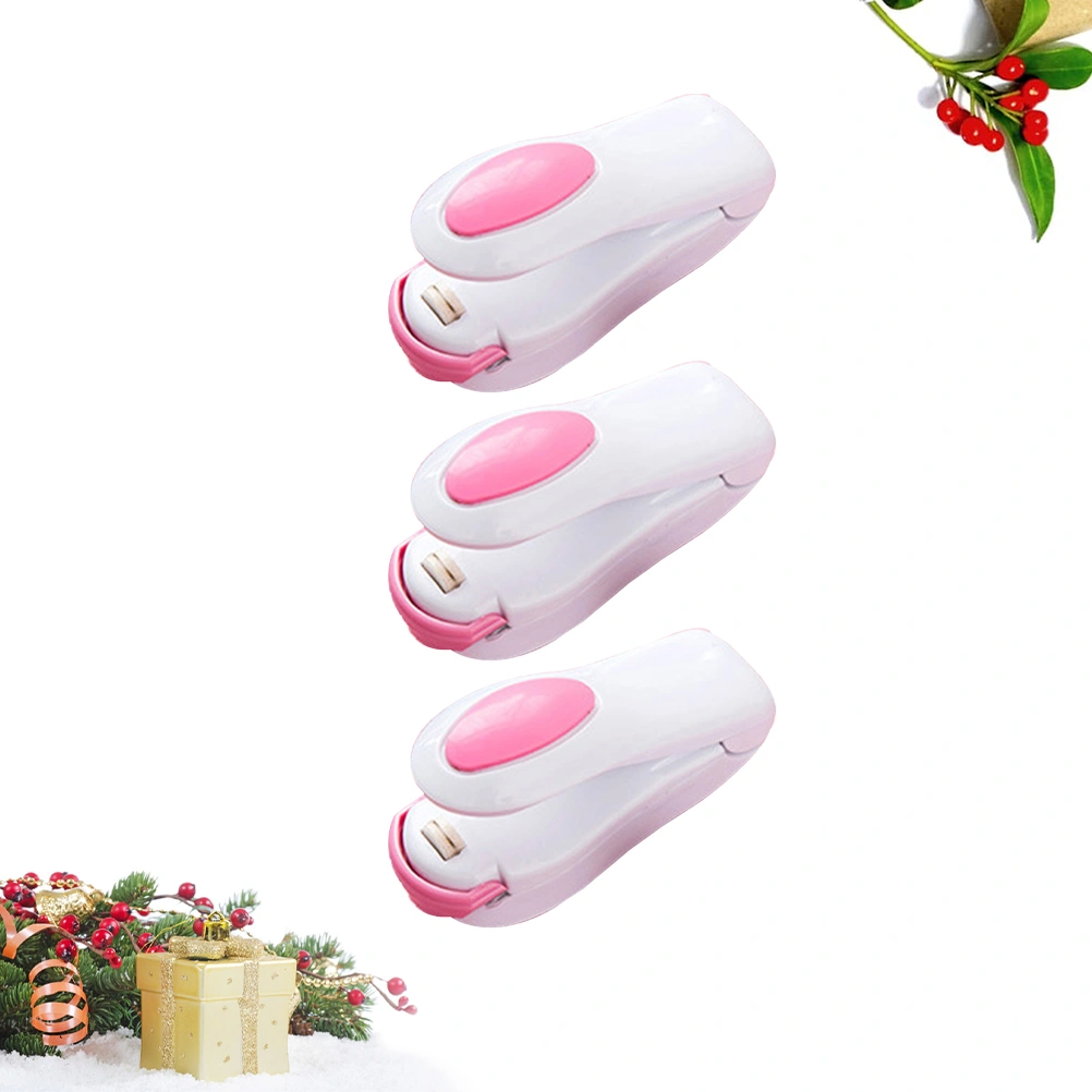 3PCS Mini Heat Sealing Machine Home Use Portable Sealer Impulse Seal Packing Plastic Bag Kit Tools (White)