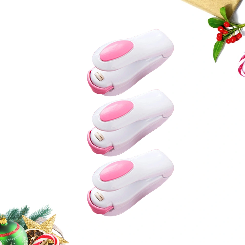3PCS Mini Heat Sealing Machine Home Use Portable Sealer Impulse Seal Packing Plastic Bag Kit Tools (White)