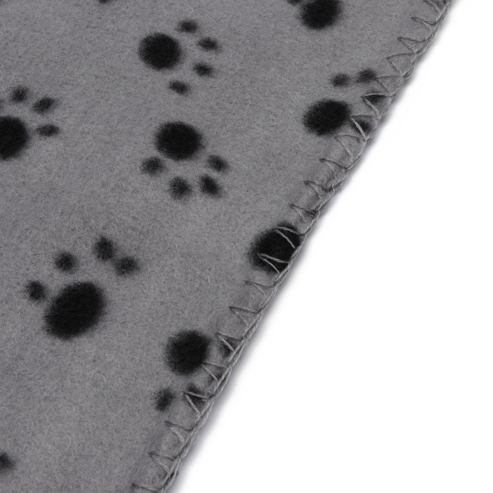 Pet Blanket for Dog Cat Animal Paw Double-sided Fleece Blankets All Year Round Puppy Kitten Bed Sleep Mat 60x70cm (Grey Background with Black Paws)