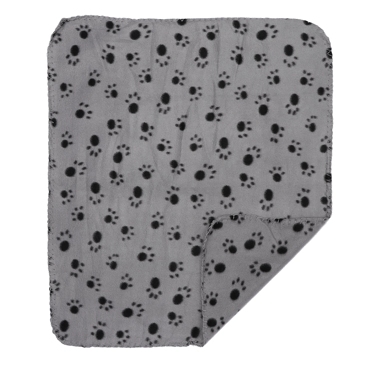 Pet Blanket for Dog Cat Animal Paw Double-sided Fleece Blankets All Year Round Puppy Kitten Bed Sleep Mat 60x70cm (Grey Background with Black Paws)