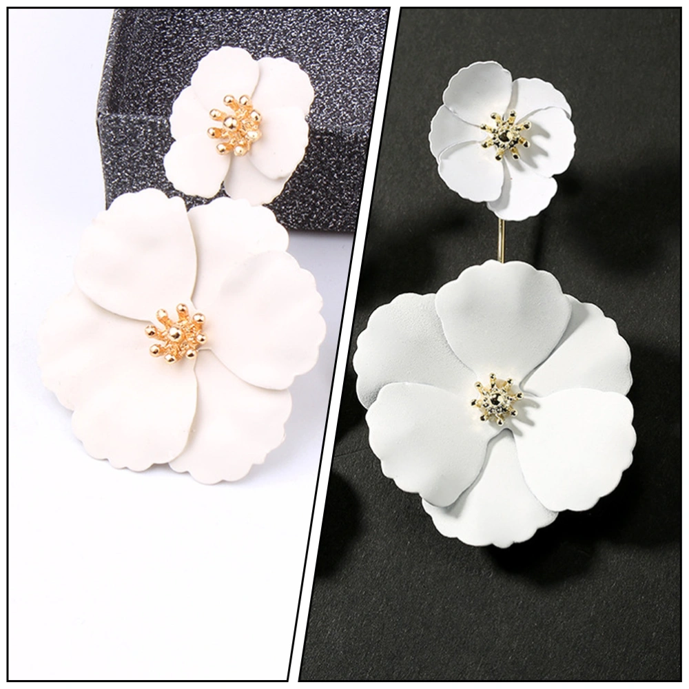 1 Pair of Lovely Ear Stud Decorative Flower Shaped Earrings Fashionable Jewelry