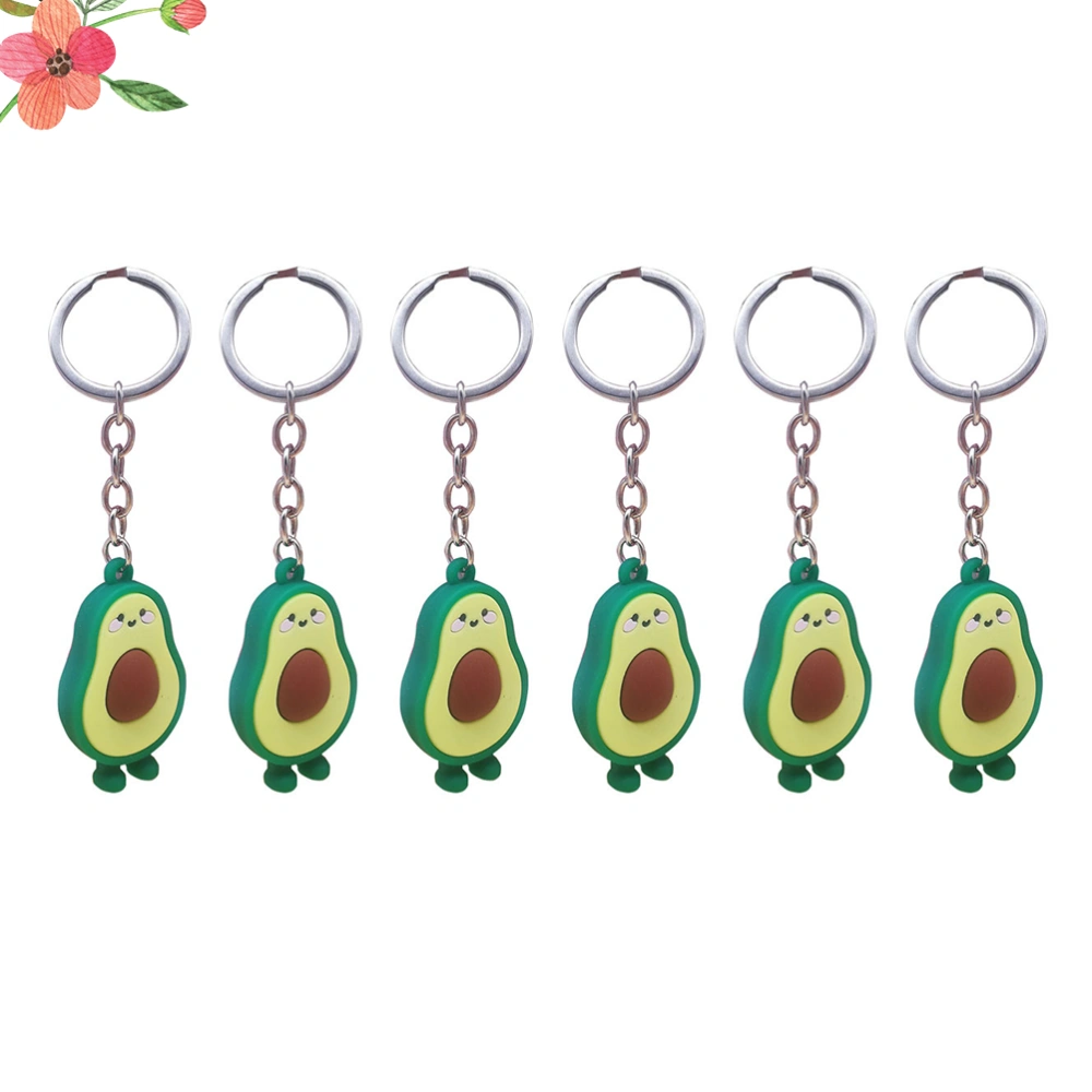 6pcs Simulation Avocado Key Chain Fruit Shaped Key Ring Purse Bag Pendant Gifts Accessories