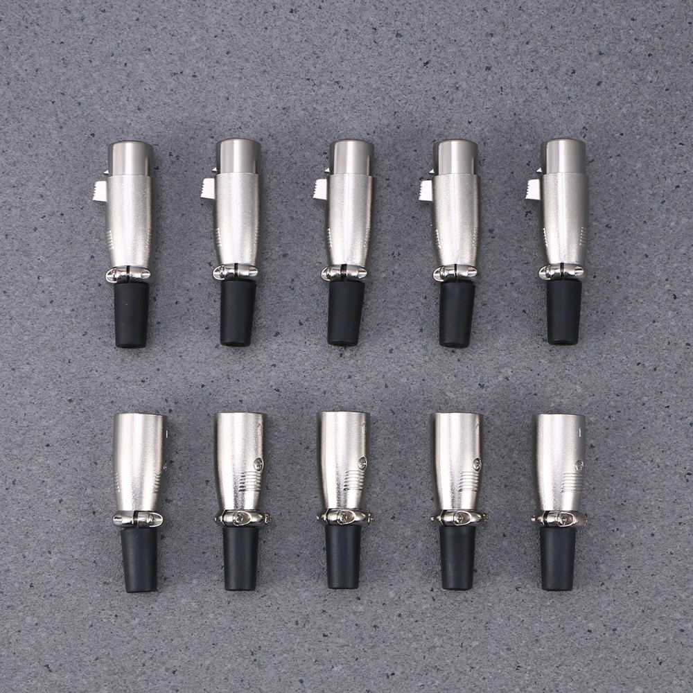 5 Pairs 3 Pin XLR Connectors Male and Female Microphone Mic Cable Plug Connector Audio Socket