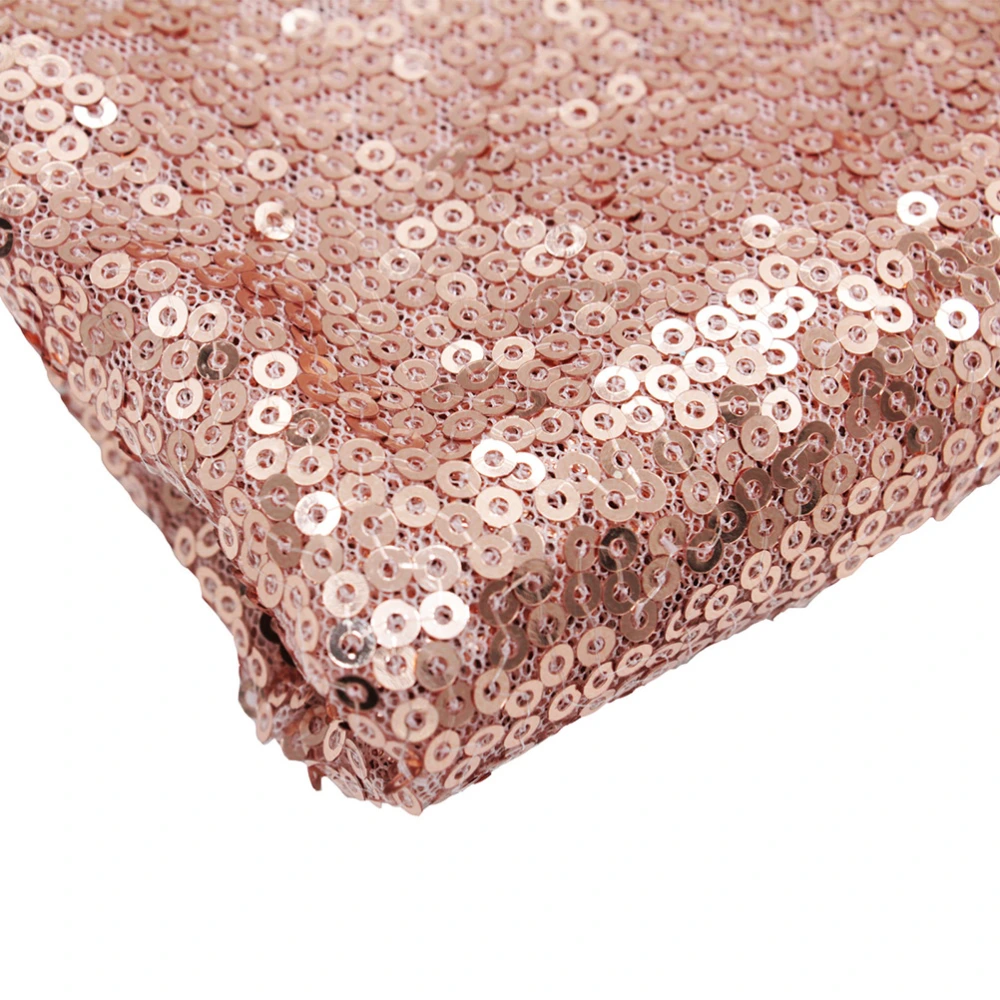 Decorative Sequins Tablecloth Wedding Banquet Party Table Decoration Props(Rose Gold)